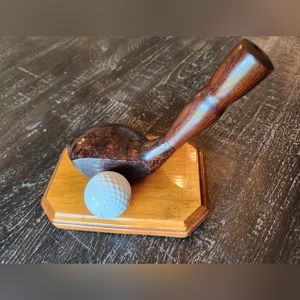 real vintage golf club pen holder plaque